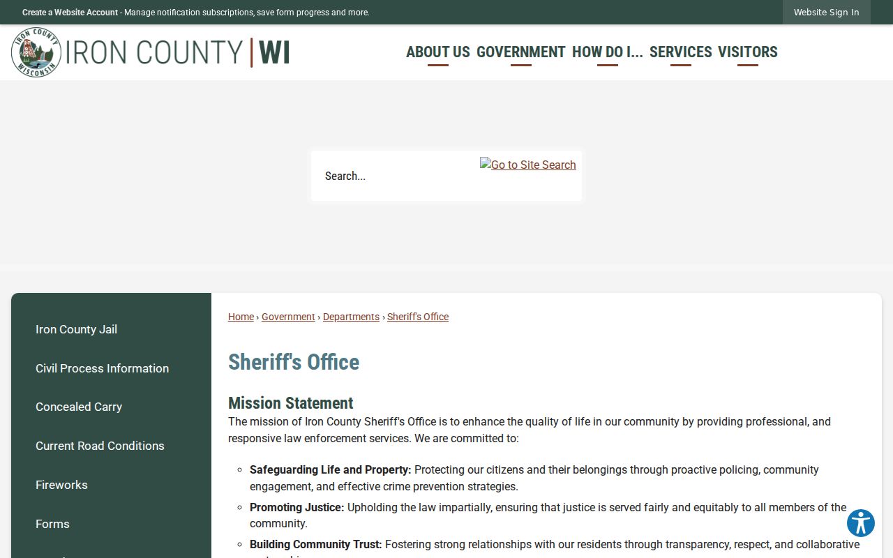 Iron County criminal records information from the Sheriff's Office