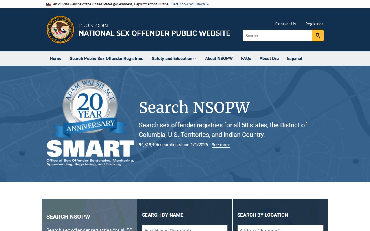 Iron County sex offender search through the national registry interface